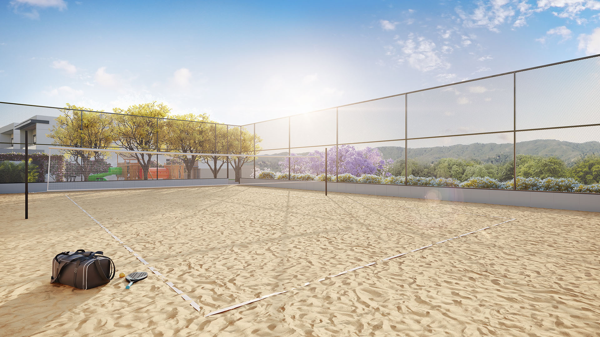 Perspectiva ilustrada da Quadra esportiva de areia
